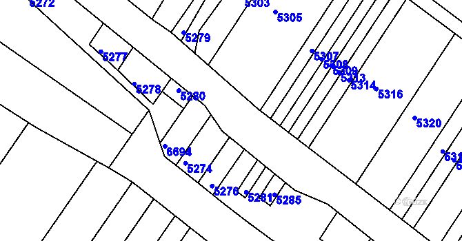 Parcela st. 351/60 v KÚ Těšany, Katastrální mapa