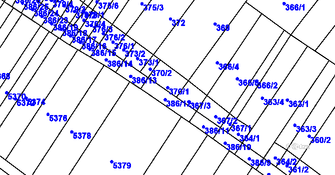 Parcela st. 370/1 v KÚ Těšany, Katastrální mapa