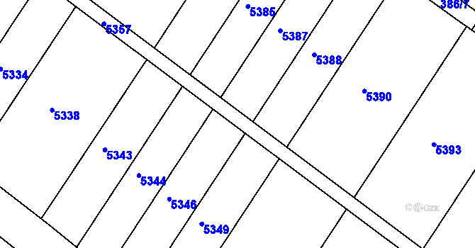 Parcela st. 389/2 v KÚ Těšany, Katastrální mapa