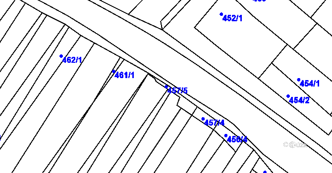 Parcela st. 457/5 v KÚ Těšany, Katastrální mapa