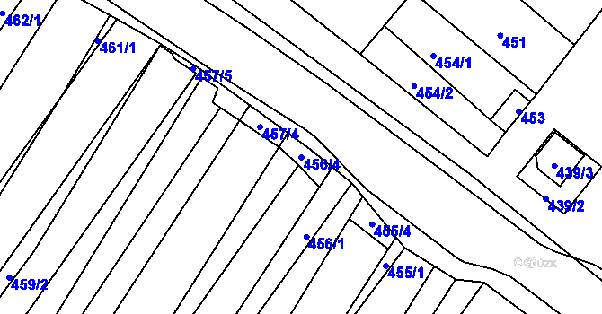 Parcela st. 456/4 v KÚ Těšany, Katastrální mapa