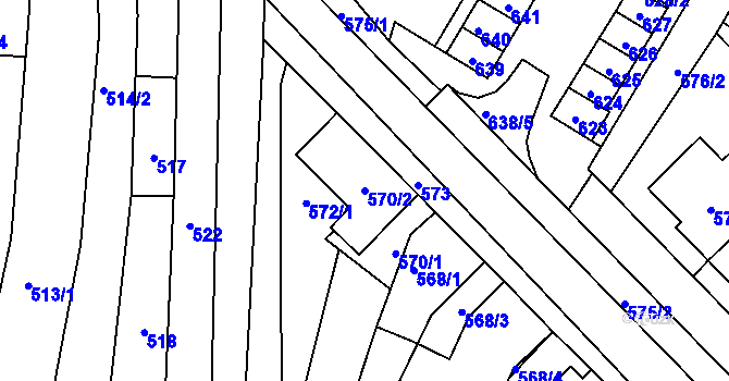 Parcela st. 570/2 v KÚ Těšany, Katastrální mapa