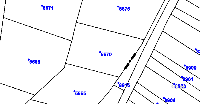 Parcela st. 5670 v KÚ Těšany, Katastrální mapa