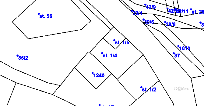 Parcela st. 1/4 v KÚ Těšenov, Katastrální mapa