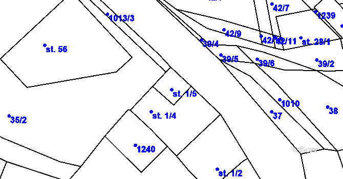 Parcela st. 1/5 v KÚ Těšenov, Katastrální mapa