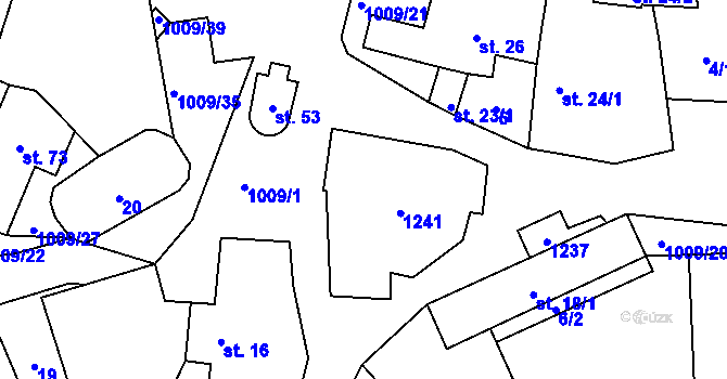Parcela st. 21 v KÚ Těšenov, Katastrální mapa