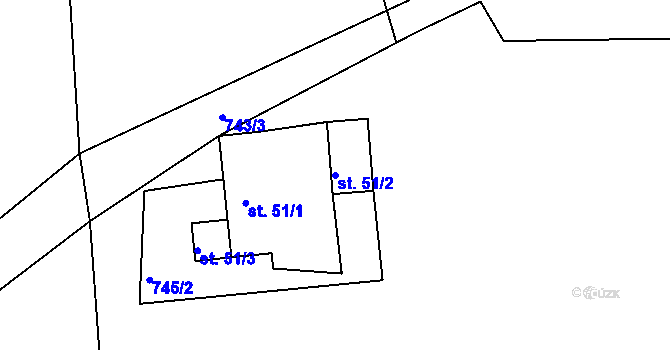 Parcela st. 51/2 v KÚ Těšenov, Katastrální mapa