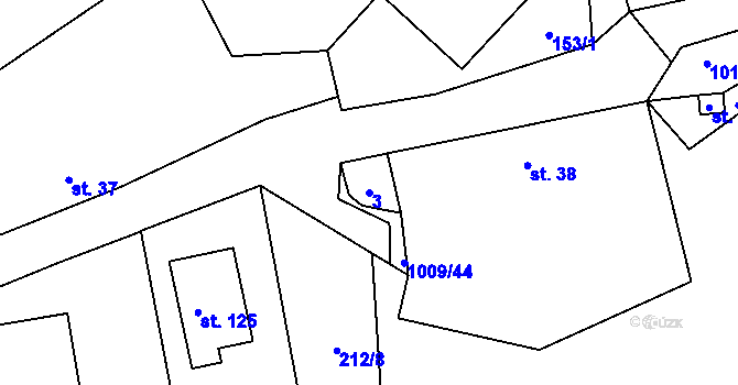 Parcela st. 3 v KÚ Těšenov, Katastrální mapa
