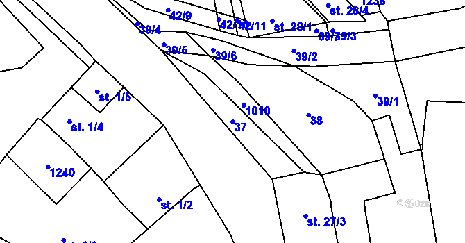 Parcela st. 37 v KÚ Těšenov, Katastrální mapa