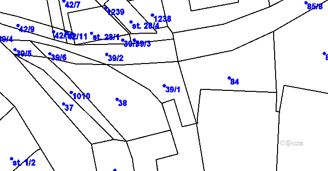 Parcela st. 39/1 v KÚ Těšenov, Katastrální mapa