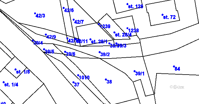 Parcela st. 39/2 v KÚ Těšenov, Katastrální mapa