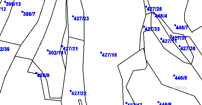 Parcela st. 427/18 v KÚ Těšenov, Katastrální mapa