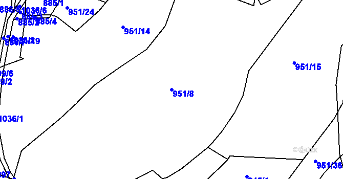 Parcela st. 951/8 v KÚ Těšenov, Katastrální mapa