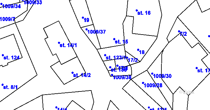 Parcela st. 123/1 v KÚ Těšenov, Katastrální mapa