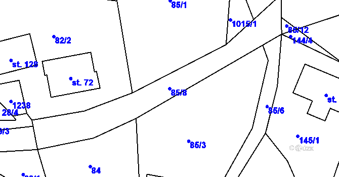 Parcela st. 85/8 v KÚ Těšenov, Katastrální mapa
