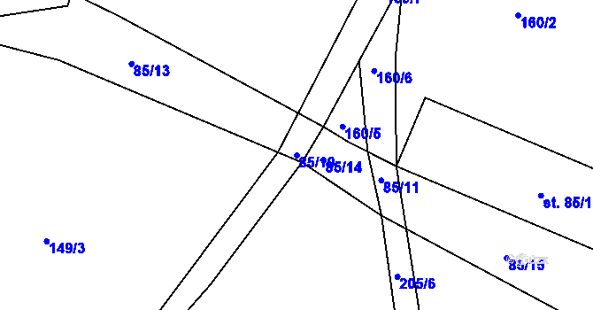 Parcela st. 85/10 v KÚ Těšenov, Katastrální mapa