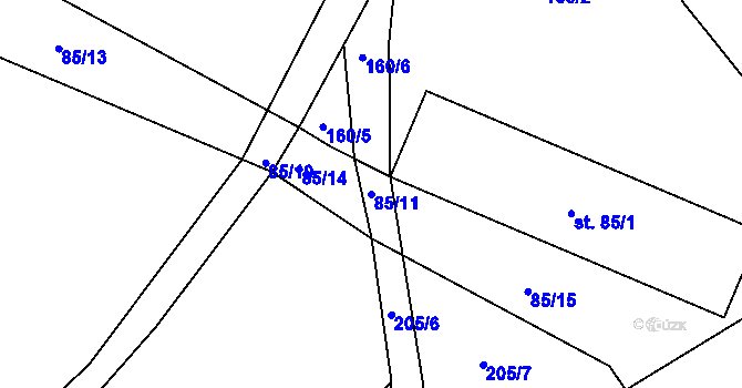 Parcela st. 85/11 v KÚ Těšenov, Katastrální mapa