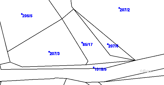 Parcela st. 85/17 v KÚ Těšenov, Katastrální mapa