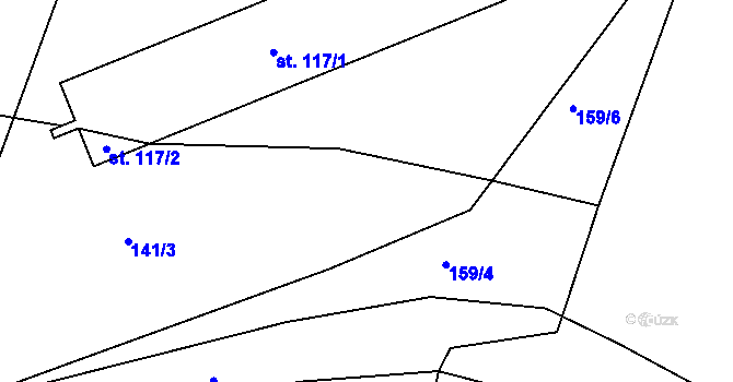 Parcela st. 141/5 v KÚ Těšenov, Katastrální mapa