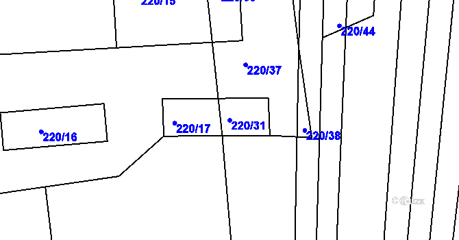 Parcela st. 220/31 v KÚ Těšenov, Katastrální mapa