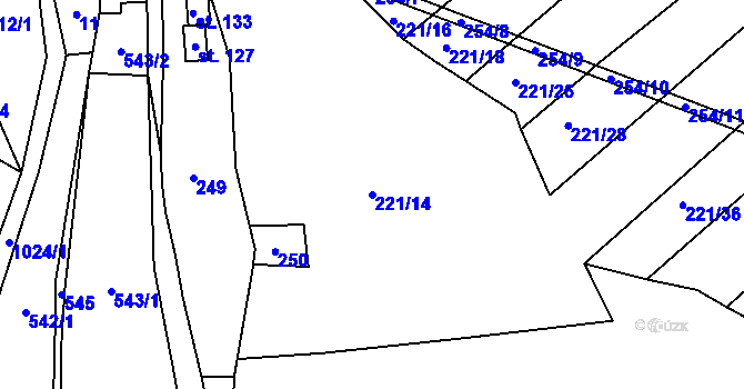 Parcela st. 221/14 v KÚ Těšenov, Katastrální mapa