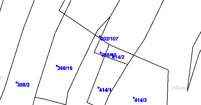 Parcela st. 398/10 v KÚ Těšenov, Katastrální mapa