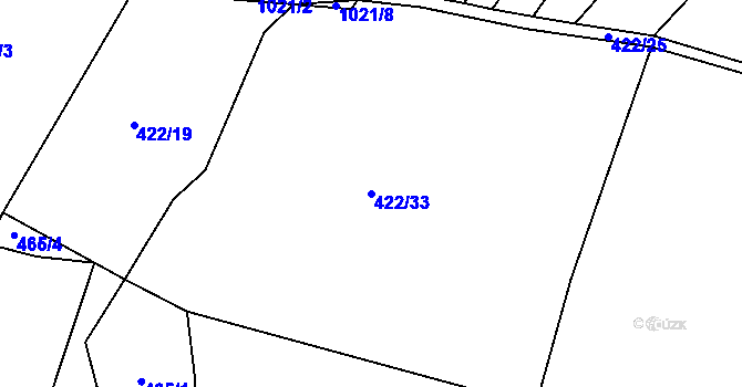 Parcela st. 422/33 v KÚ Těšenov, Katastrální mapa