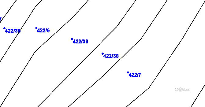 Parcela st. 422/38 v KÚ Těšenov, Katastrální mapa
