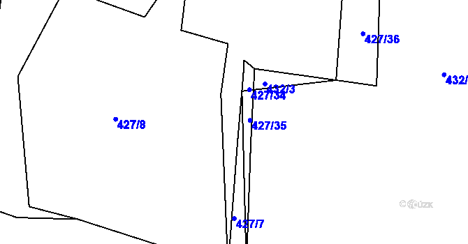 Parcela st. 427/30 v KÚ Těšenov, Katastrální mapa