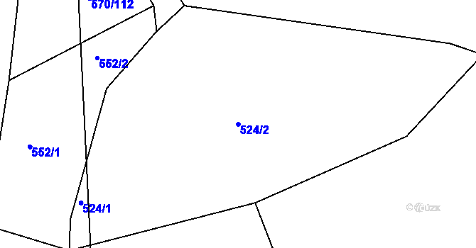 Parcela st. 524/2 v KÚ Těšenov, Katastrální mapa
