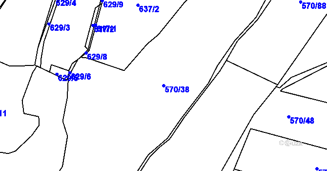 Parcela st. 570/38 v KÚ Těšenov, Katastrální mapa