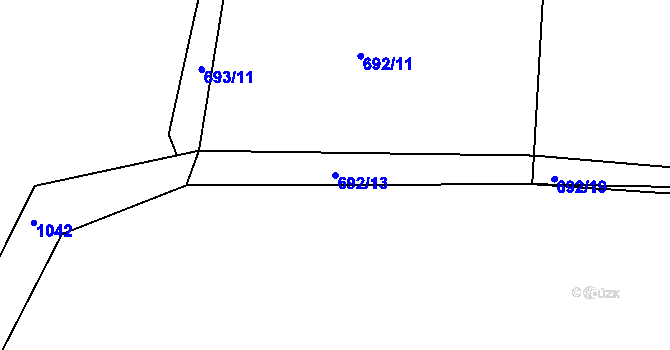 Parcela st. 692/13 v KÚ Těšenov, Katastrální mapa