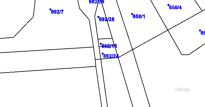 Parcela st. 692/24 v KÚ Těšenov, Katastrální mapa