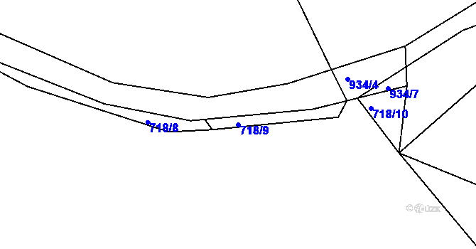 Parcela st. 718/9 v KÚ Těšenov, Katastrální mapa