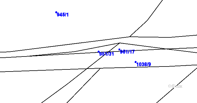 Parcela st. 951/31 v KÚ Těšenov, Katastrální mapa