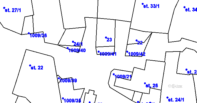 Parcela st. 1009/41 v KÚ Těšenov, Katastrální mapa