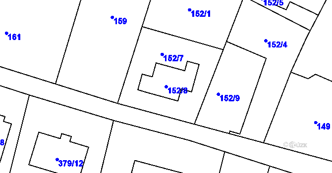 Parcela st. 152/8 v KÚ Těšetice u Znojma, Katastrální mapa