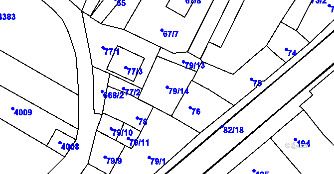 Parcela st. 79/14 v KÚ Těšetice u Znojma, Katastrální mapa