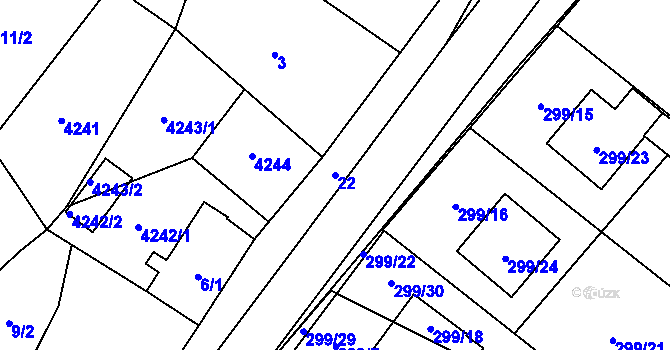 Parcela st. 22 v KÚ Těšetice u Znojma, Katastrální mapa