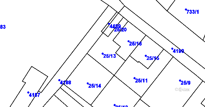 Parcela st. 25/13 v KÚ Těšetice u Znojma, Katastrální mapa
