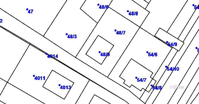 Parcela st. 48/9 v KÚ Těšetice u Znojma, Katastrální mapa