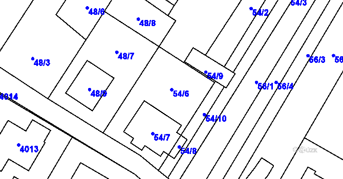 Parcela st. 54/6 v KÚ Těšetice u Znojma, Katastrální mapa