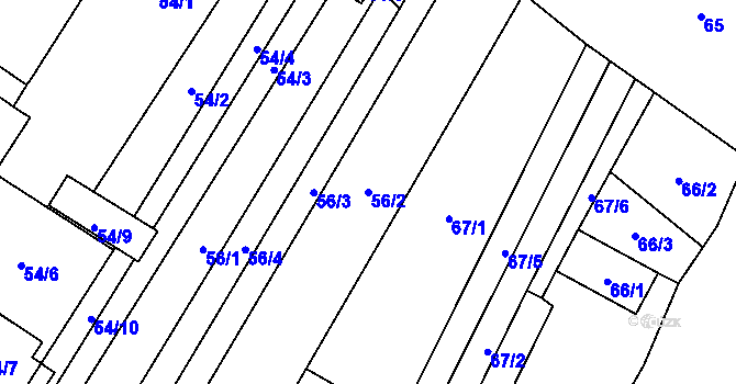 Parcela st. 56/2 v KÚ Těšetice u Znojma, Katastrální mapa