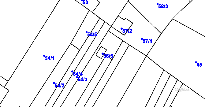 Parcela st. 56/5 v KÚ Těšetice u Znojma, Katastrální mapa