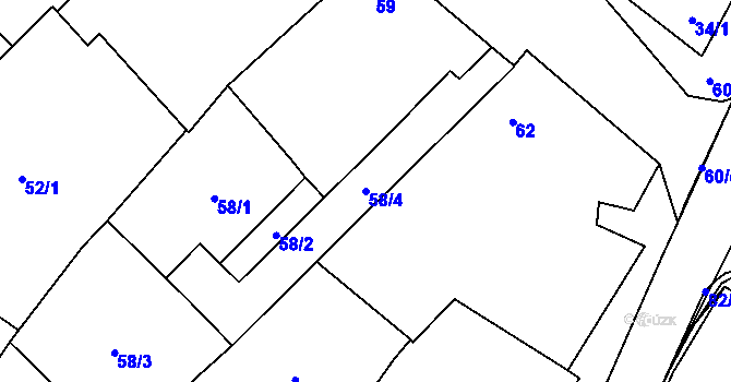 Parcela st. 58/4 v KÚ Těšetice u Znojma, Katastrální mapa