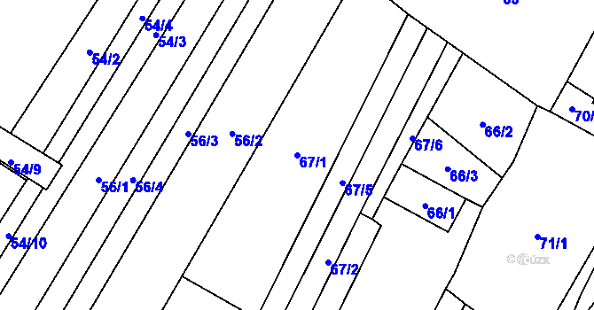 Parcela st. 67/1 v KÚ Těšetice u Znojma, Katastrální mapa