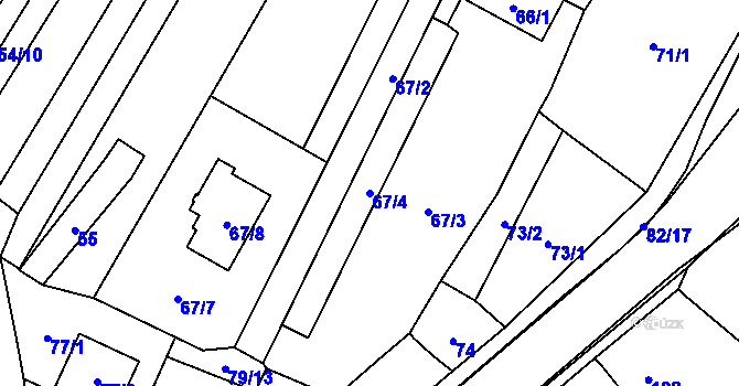 Parcela st. 67/4 v KÚ Těšetice u Znojma, Katastrální mapa