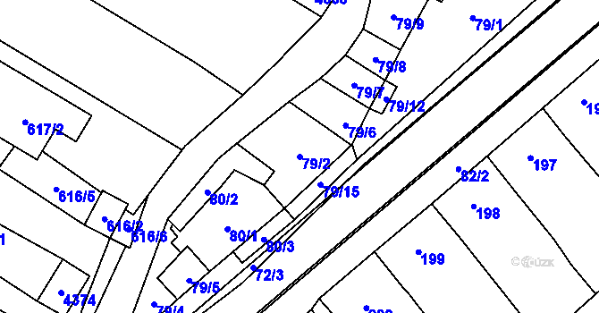 Parcela st. 79/2 v KÚ Těšetice u Znojma, Katastrální mapa