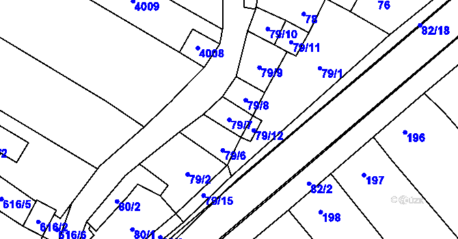 Parcela st. 79/7 v KÚ Těšetice u Znojma, Katastrální mapa