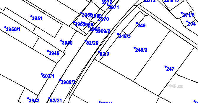 Parcela st. 82/3 v KÚ Těšetice u Znojma, Katastrální mapa